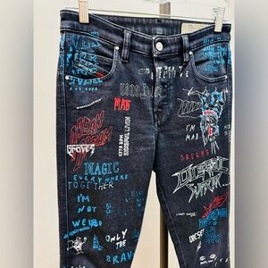 Diesel Graphic Paint High Waisted Jeans